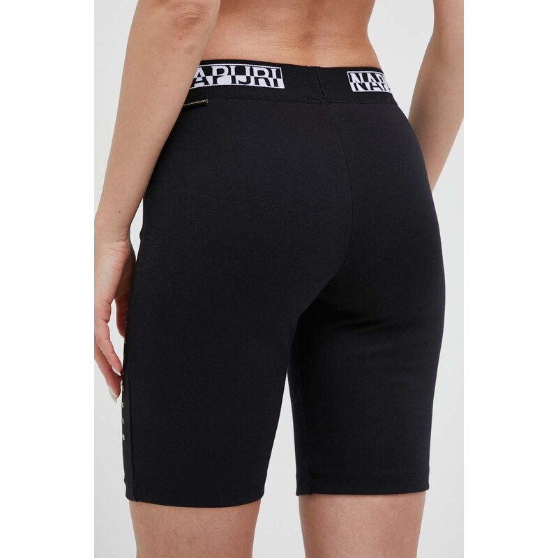 Kraťasy Napapijri N-Box Leggings 3 dámské, černá barva, s potiskem, medium waist, NP0A4GXJ0411