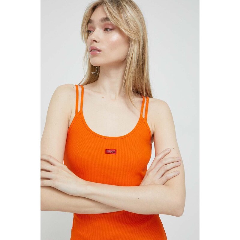 Šaty HUGO oranžová barva, mini