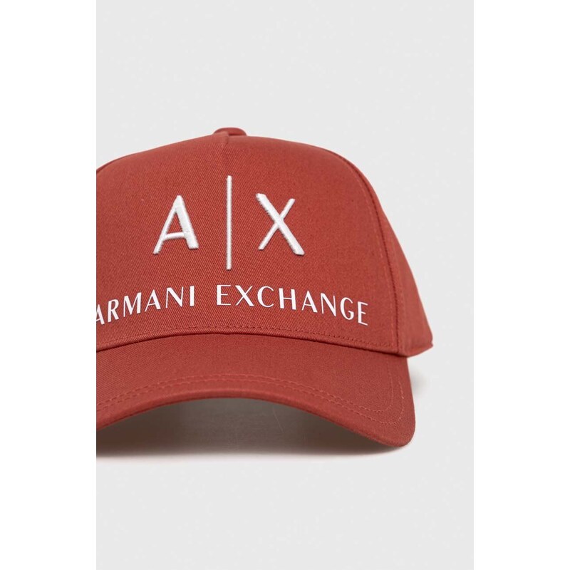 Bavlněná čepice Armani Exchange oranžová barva, s aplikací, 954039 CC513 NOS