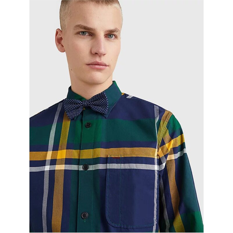 Modro-zelená pánská vzorovaná košile Tommy Hilfiger - Pánské