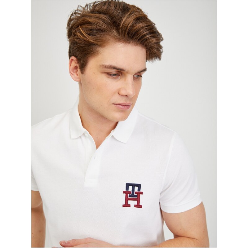 Bílé pánské polo tričko Tommy Hilfiger - Pánské