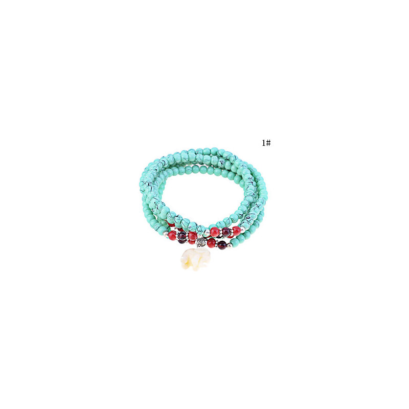 LightInTheBox Lureme Multi-layers Elephant Charm Turquoise Bracelet Set(Assorted Color)
