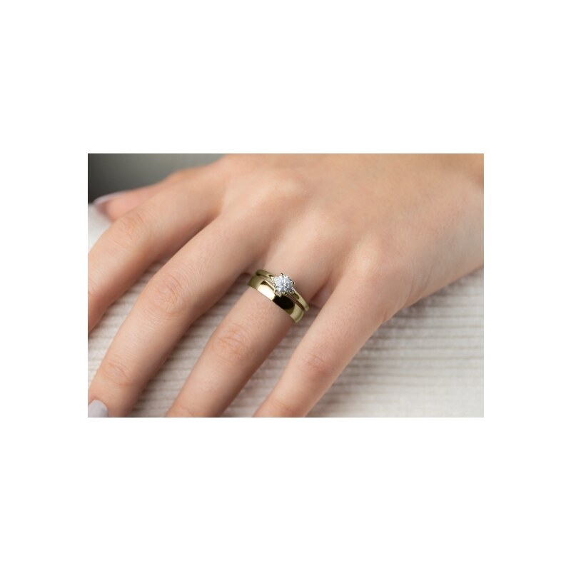 Klasický zlatý zásnubní prsten Katniss s brilianty