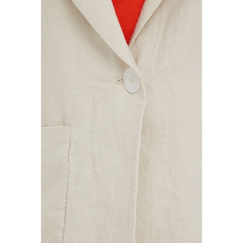 Plátěná bunda Tommy Hilfiger béžová barva, jednořadá, hladká