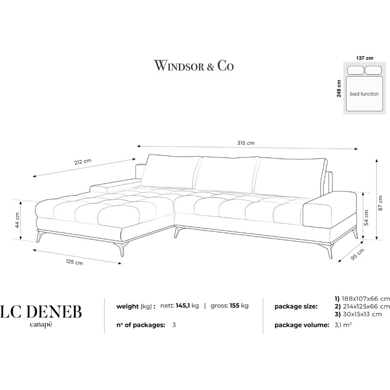 Lahvově zelená sametová rozkládací rohová pohovka Windsor & Co Deneb 315 cm, pravá