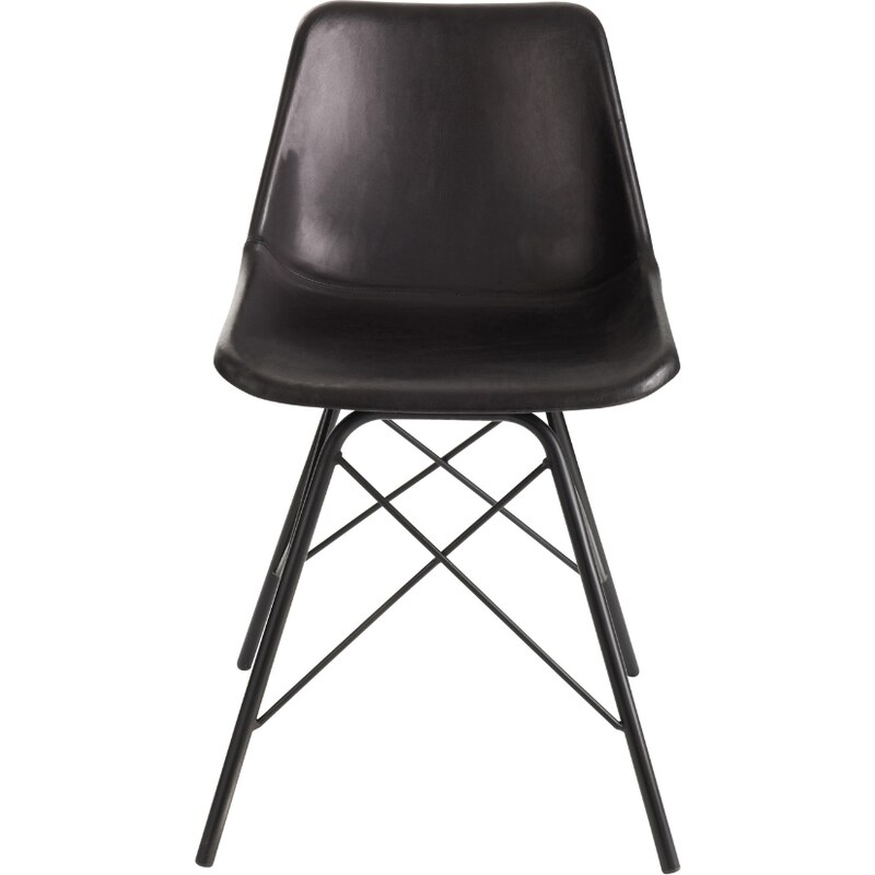 Černá kožená jídelní židle J-line Sid