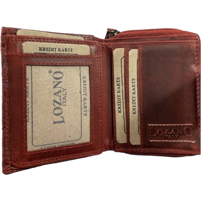 Lozano Dámská kožená peněženka s květinami červená 4411