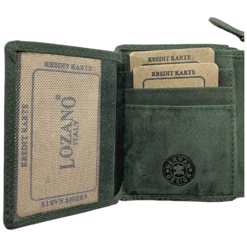 Lozano Dámská kožená peněženka s květinami zelená 4411