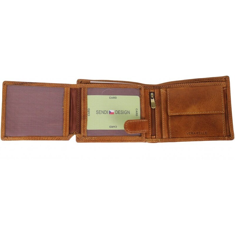 Sendi Design Pánská kožená peněženka 2104W RFID Moto koňak