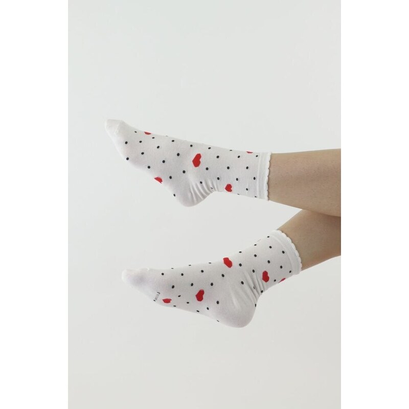 Moraj Ponožky 29 bílé se srdíčky a puntíky