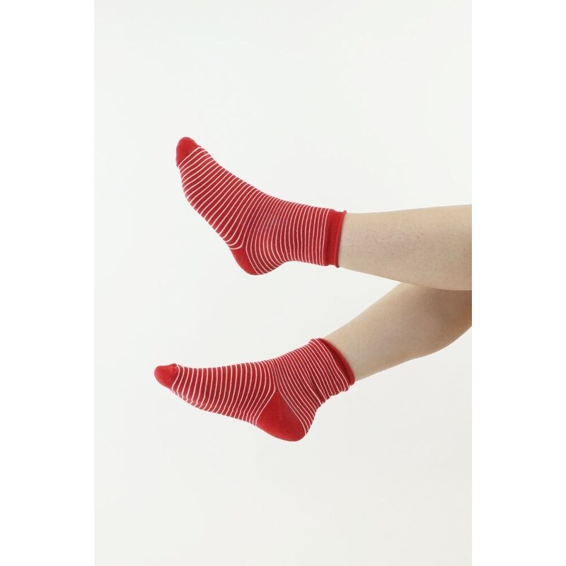 Moraj Thermo ponožky 83 červené s bílými pruhy