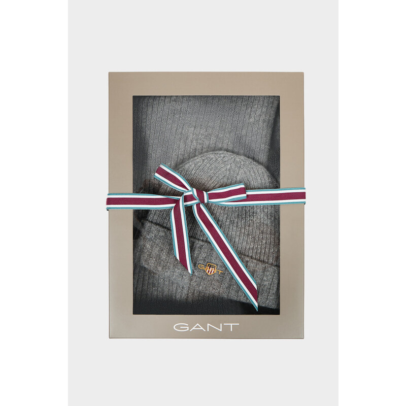 ČEPICE GANT D1. BEANIE SCARF GIFT BOX šedá S/M