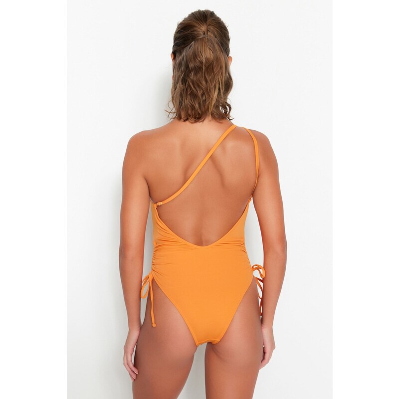 Trendyol Oranžové Dekolt na jedno rameno Regular Leg Plavky
