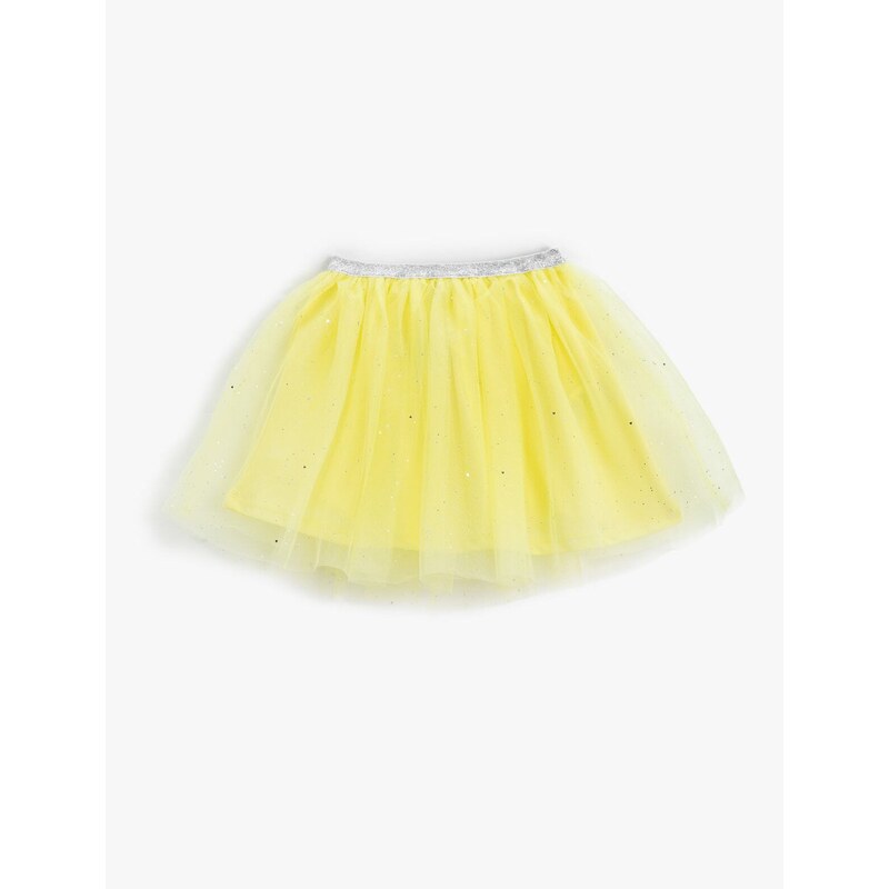 Koton Incense Mini Skirt With Glitter Lined, Shiny Elastic Waist.