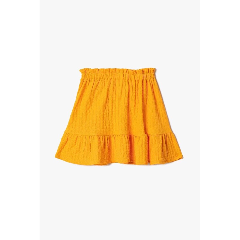 Koton Midi Skirt Textured Elastic Waist