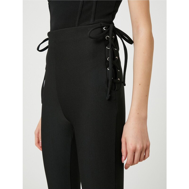 Koton Spanish Leg Leggings Trousers with Tie Detail on the Sides.