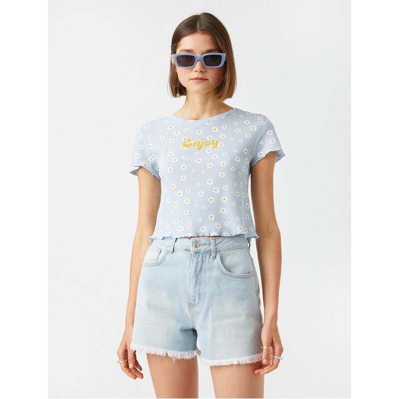 Koton Short Sleeve Floral Printed T-Shirt