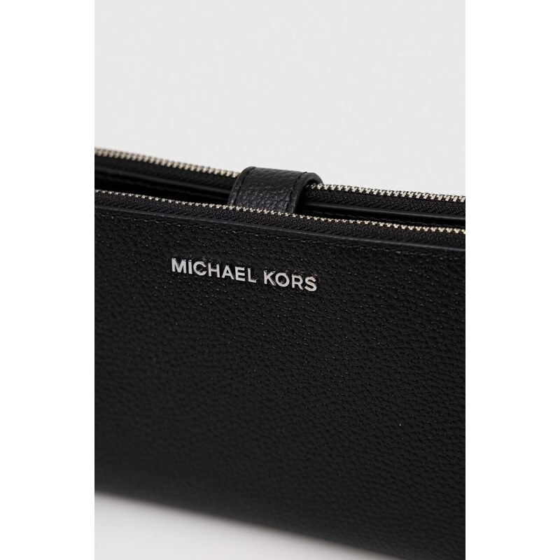 Kožená peněženka MICHAEL Michael Kors černá barva