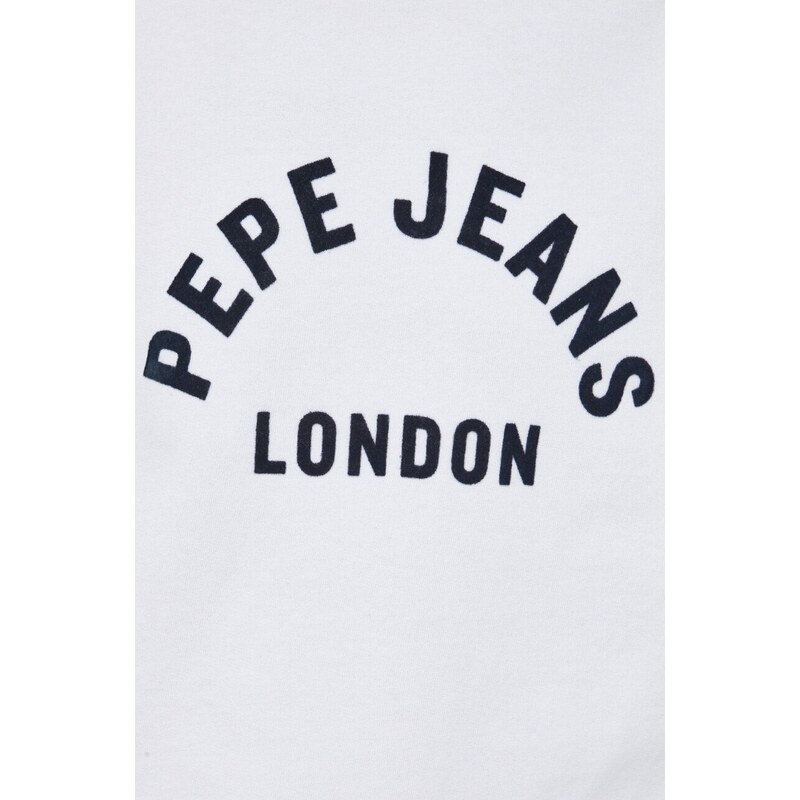 Bavlněná mikina Pepe Jeans pánská, bílá barva, vzorovaná