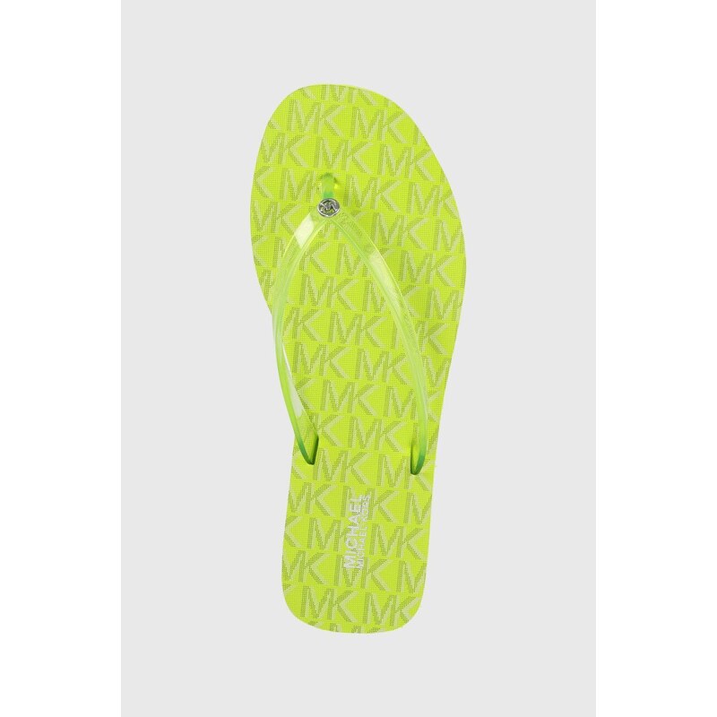 Žabky MICHAEL Michael Kors Jinx dámské, zelená barva, na plochém podpatku, 40S3JIFA1Q