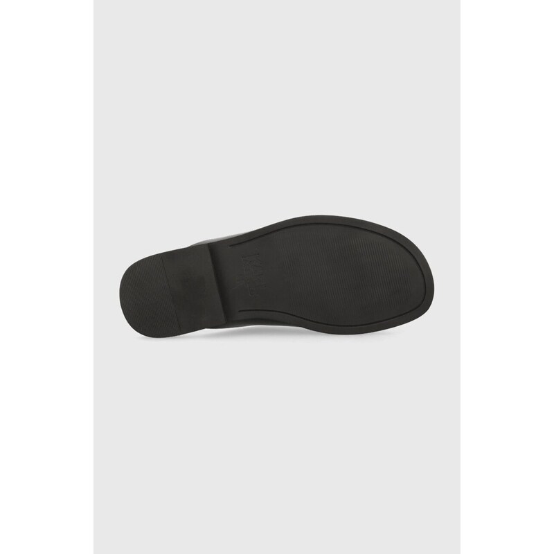 Kožené pantofle Karl Lagerfeld KASTOR II pánské, černá barva, KL70203