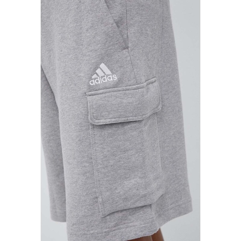 Kraťasy adidas pánské, šedá barva, melanžové, HA4340