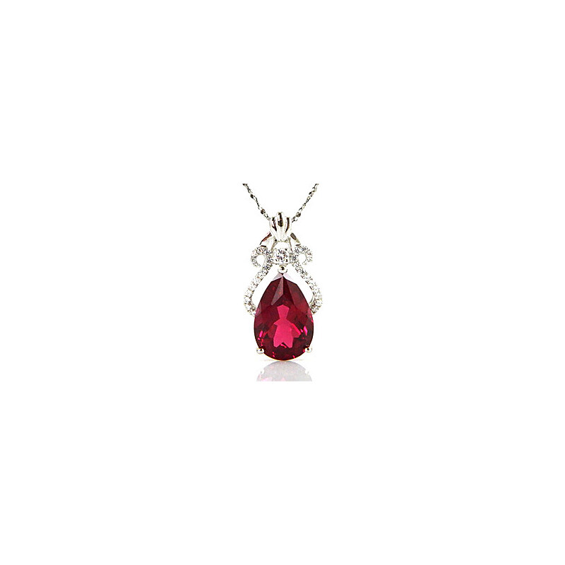 LightInTheBox Girls' Lab Created Pigeon Blood Ruby 925 Sterling Silver Pendent Necklace