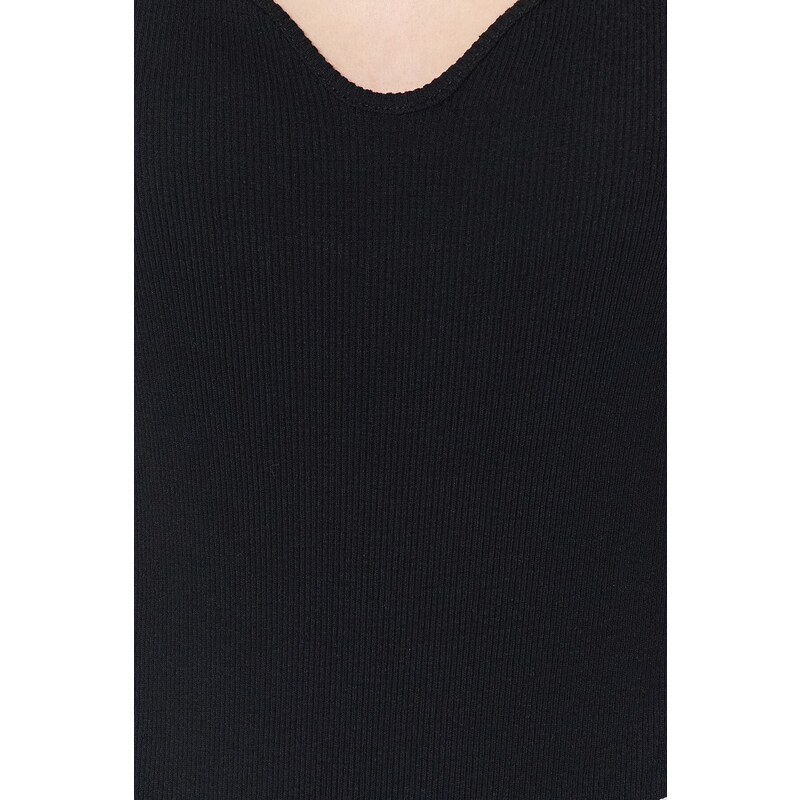 Trendyol Black Corduroy Sweetheart Bodysuit