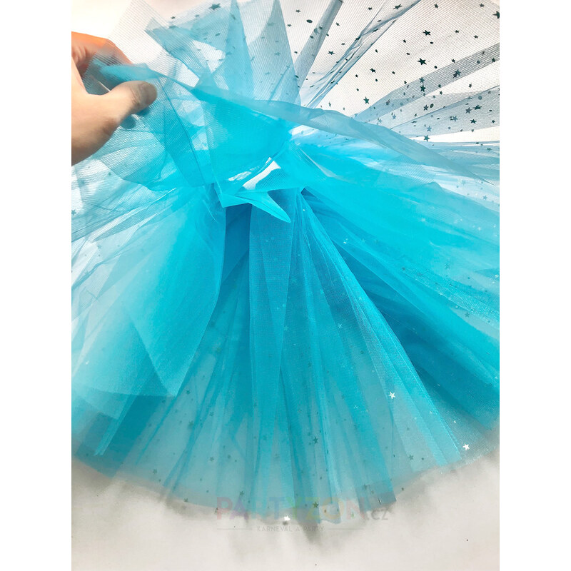 Světle modrá TUTU sukně s hvězdičkami 40 cm