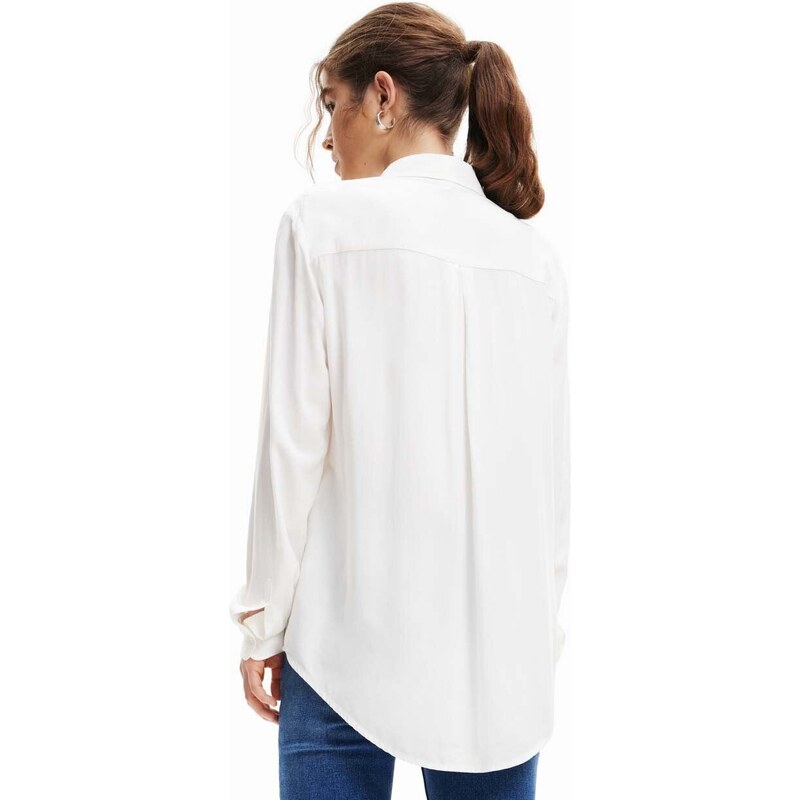 Košile Desigual dámská, bílá barva, regular, s klasickým límcem