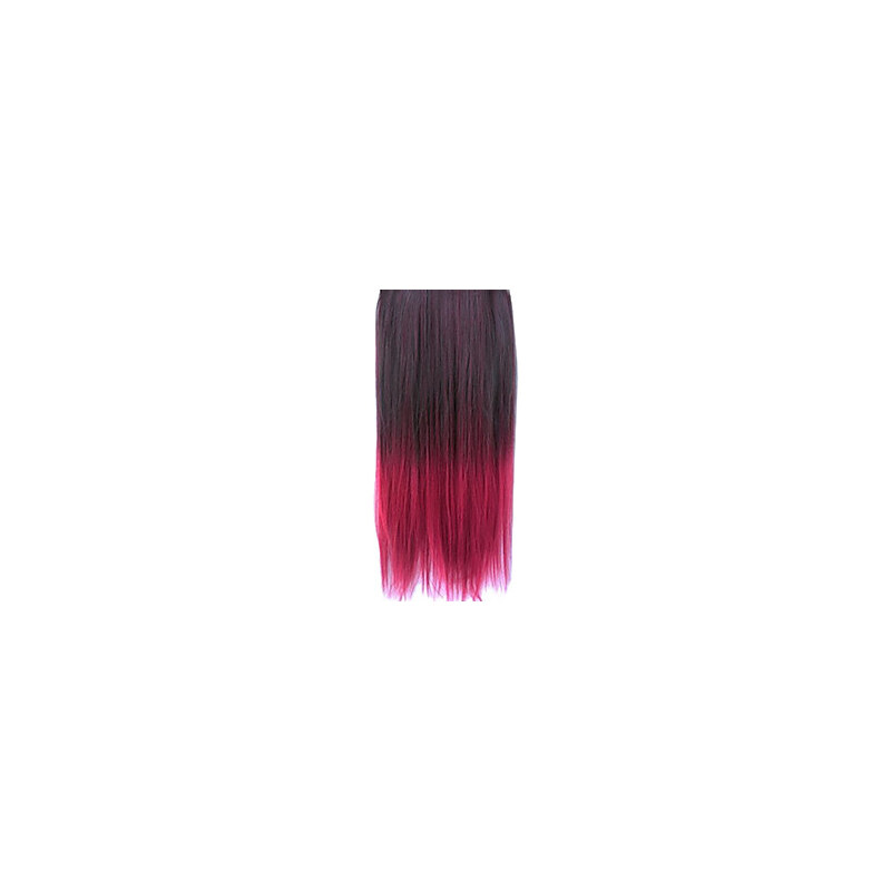LightInTheBox 25 Inch Clip in Synthetic Black and Red Gradient Straight Hair Extensions with 5 Clips