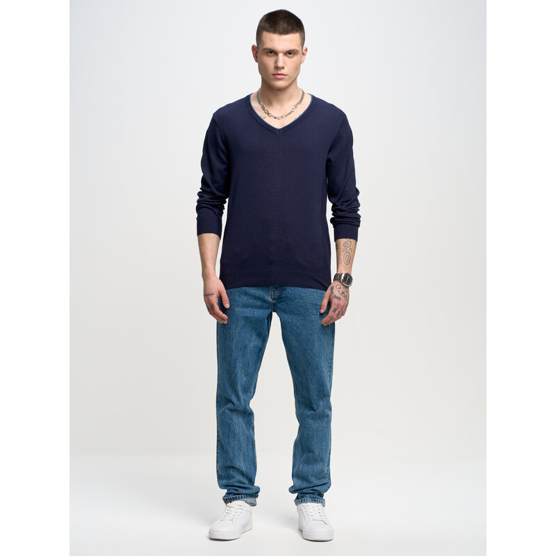 100 % echter Versandhandel Big Star Man\'s Navy Blue-403 Sweater 161000 V-neck_sweater