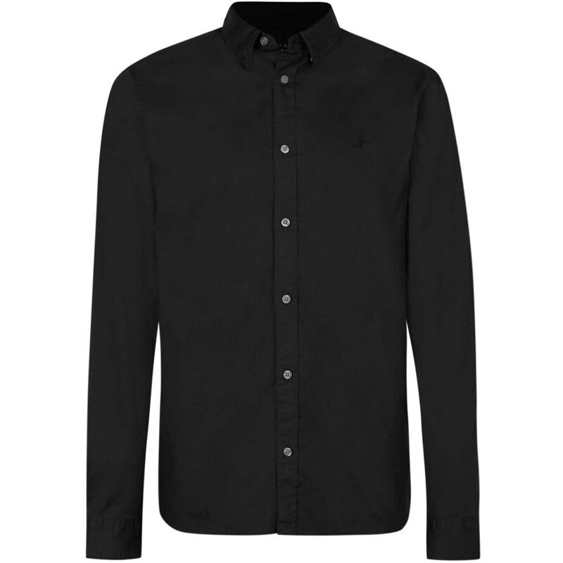 Košile AllSaints pánská, černá barva, regular, s límečkem button-down