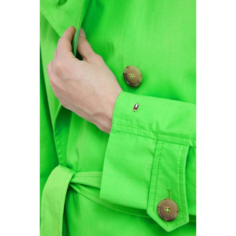 Bavlněný trenčkot Tommy Hilfiger zelená barva