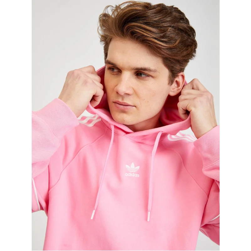 Růžová pánská mikina s kapucí adidas Originals - Pánské - GLAMI.cz