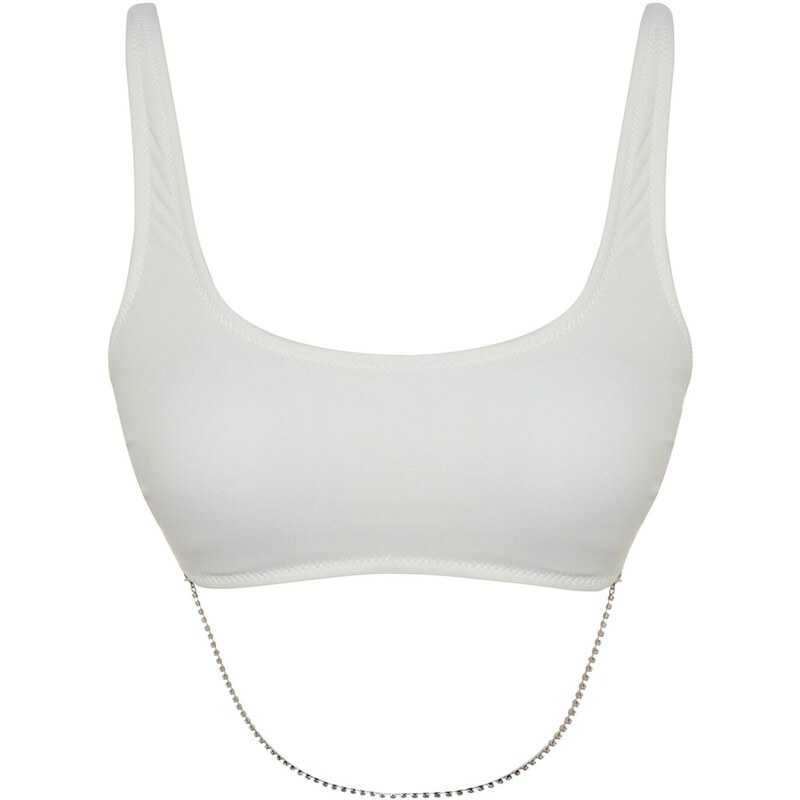 Trendyol Ecru Bralette Korálkový doplněk Bikiny Top