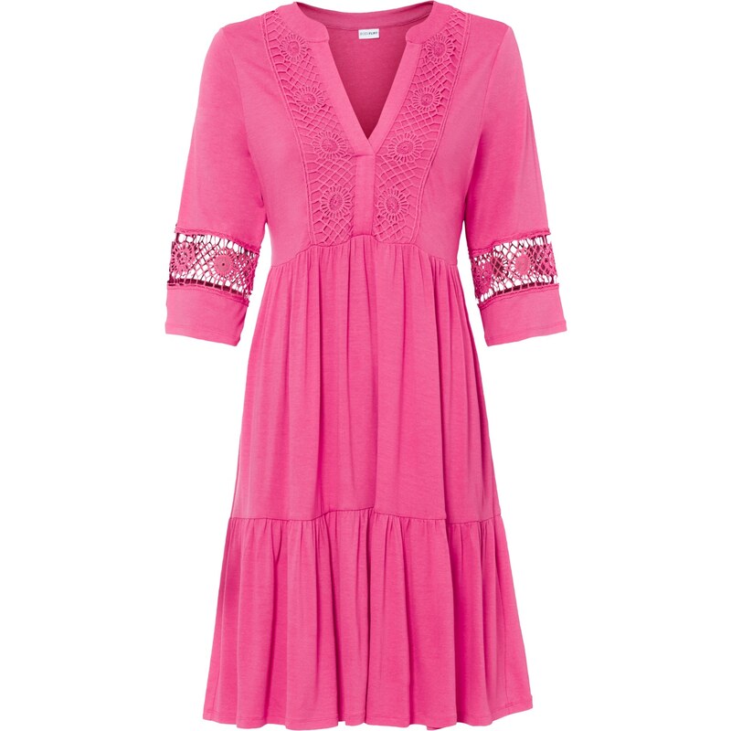 bonprix Tunikové šaty s krajkou Pink