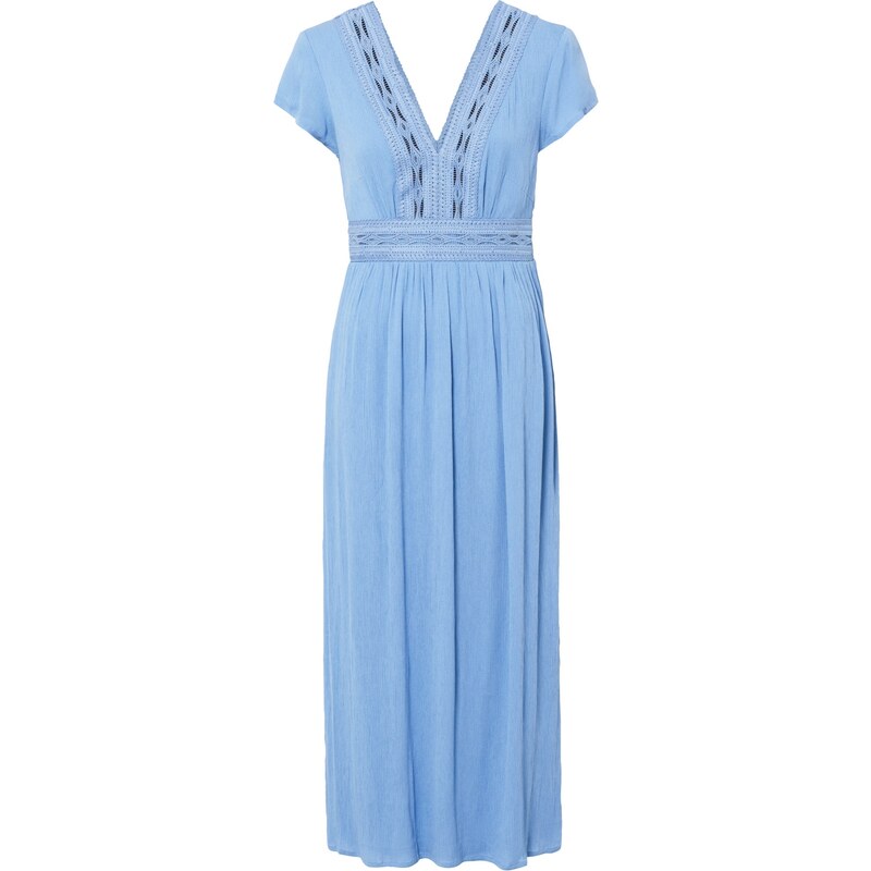 bonprix Letní dlouhé šaty s krajkou Modrá