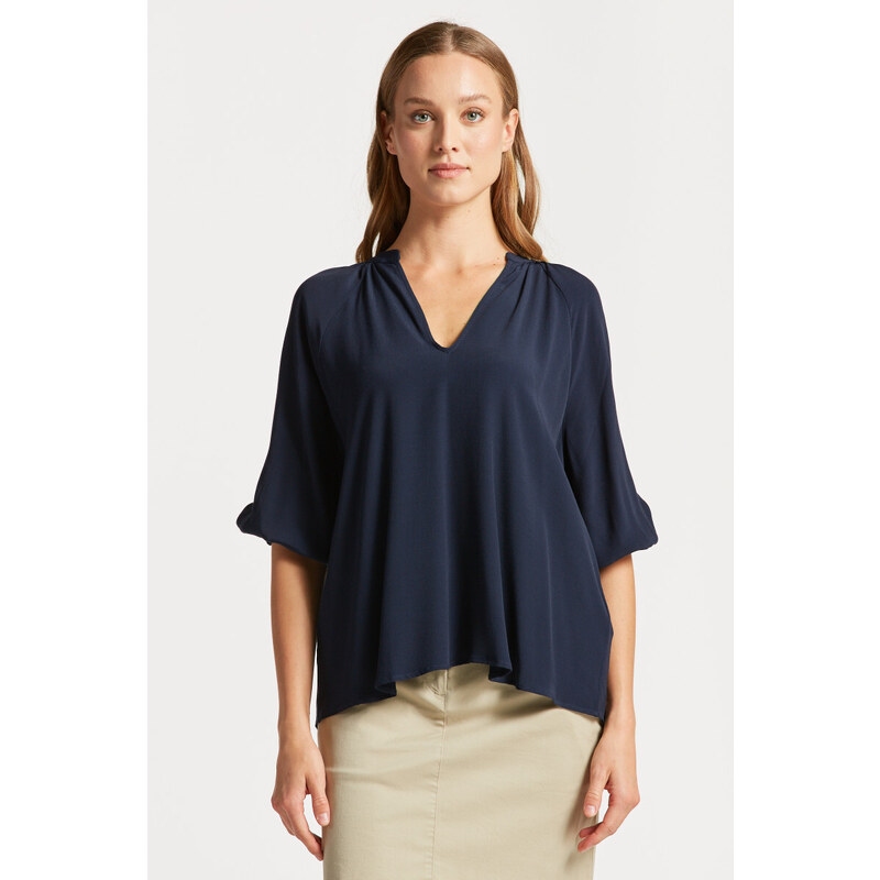 KOŠILE GANT V-NECK BLOUSE modrá 38