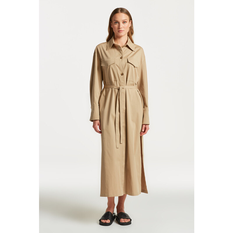 KABÁT GANT LONG OVERSHIRT COAT hnědá S