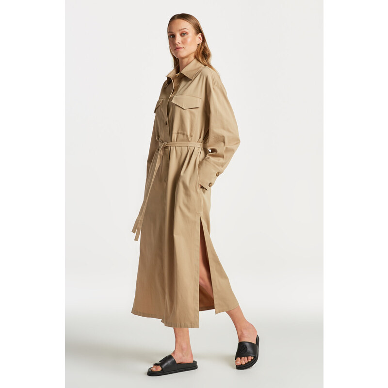 KABÁT GANT LONG OVERSHIRT COAT hnědá S