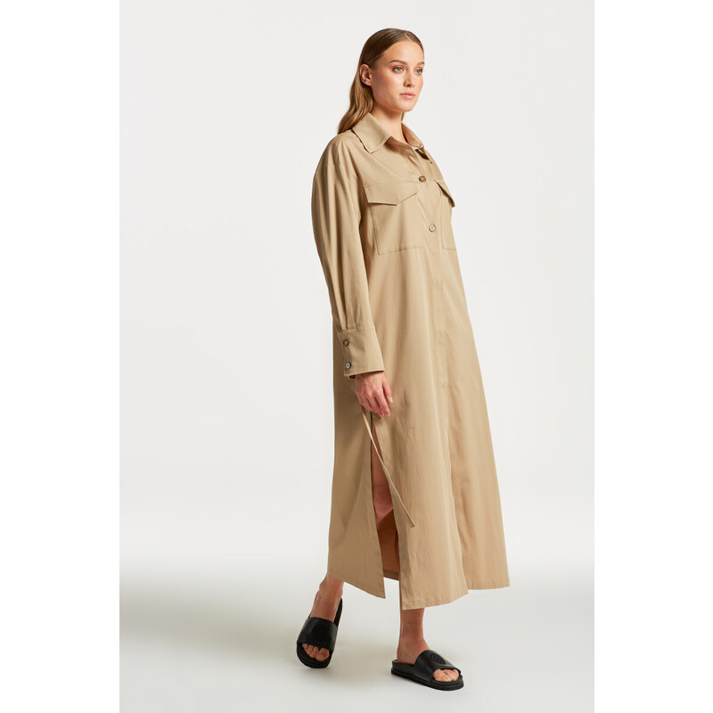 KABÁT GANT LONG OVERSHIRT COAT hnědá S