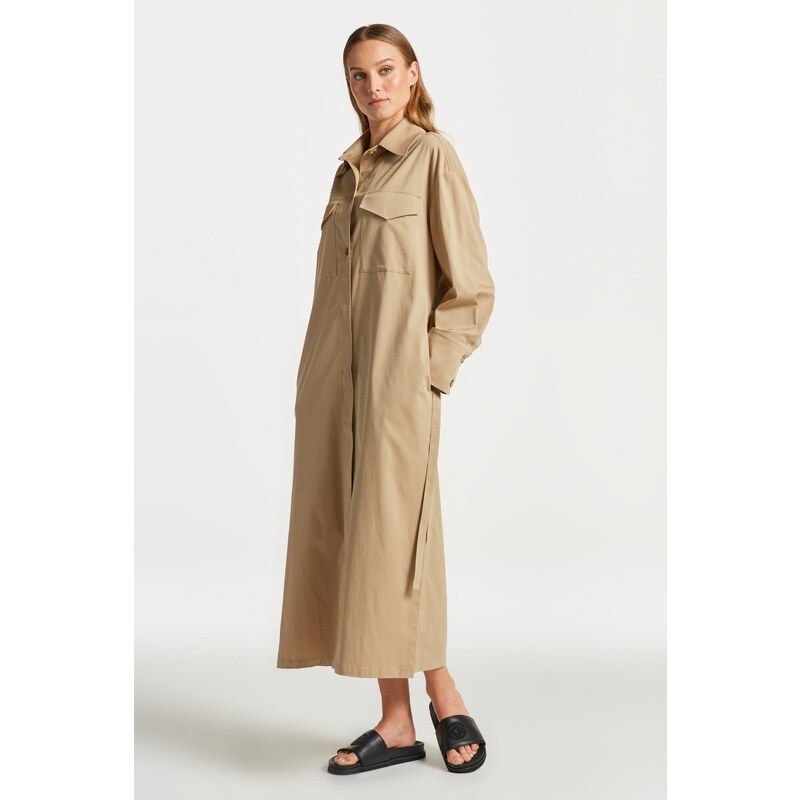 KABÁT GANT LONG OVERSHIRT COAT hnědá S