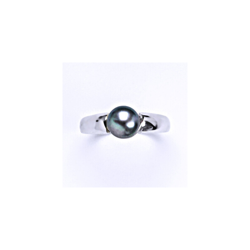 Stříbrný prsten přírodní perla černá - T1180
