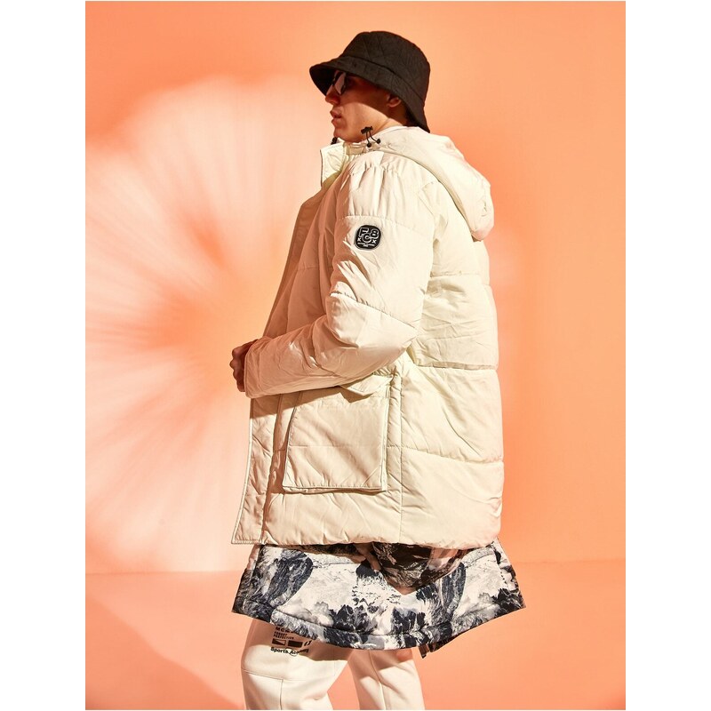 Koton Oversized Puffy Coat, Hooded, Pocket Detailed.