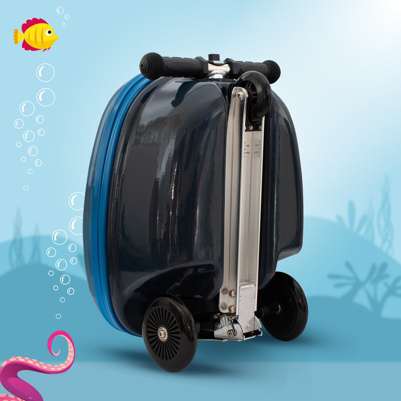 Zinc dětský cestovní kufr s koloběžkou Flyte - žralok Stormy - 25L