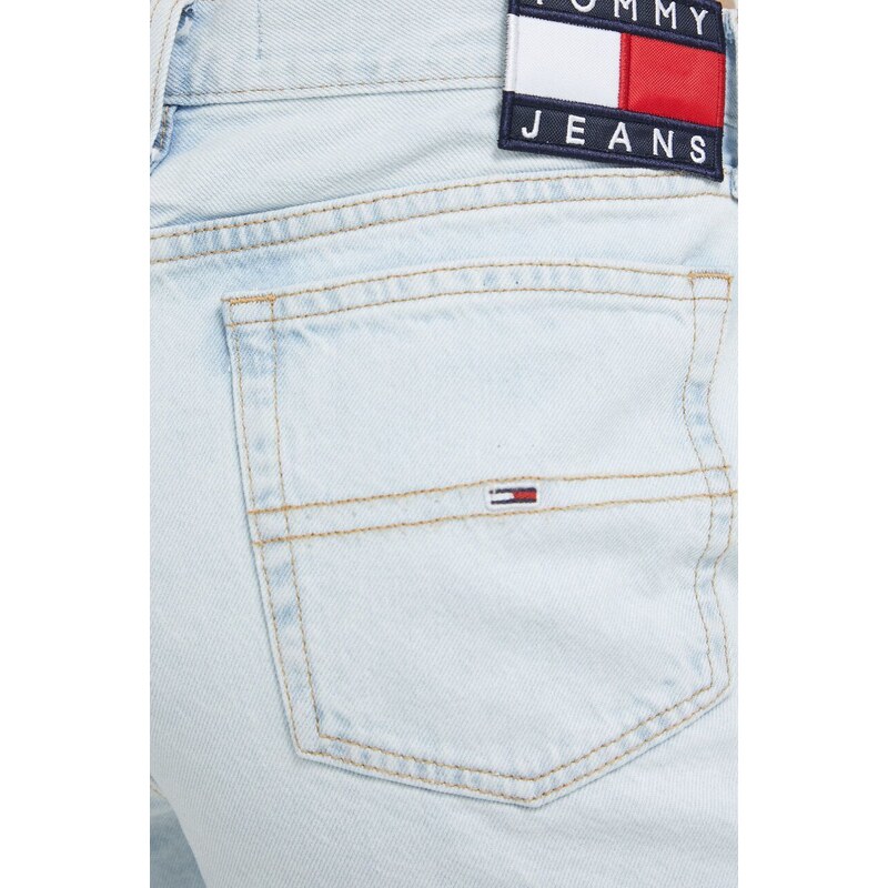 Džínové šortky Tommy Jeans dámské, hladké, high waist