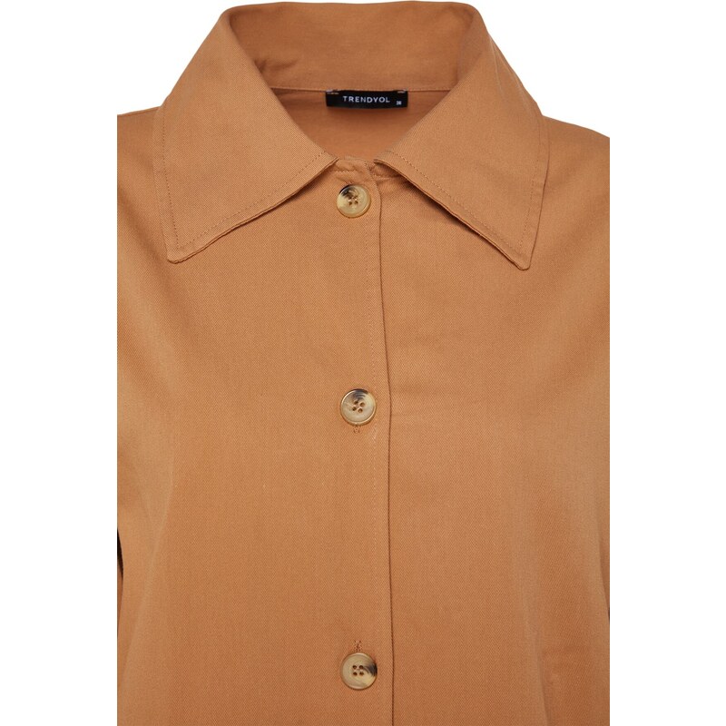 Trendyol Camel Gabardén Detailní trenčkot