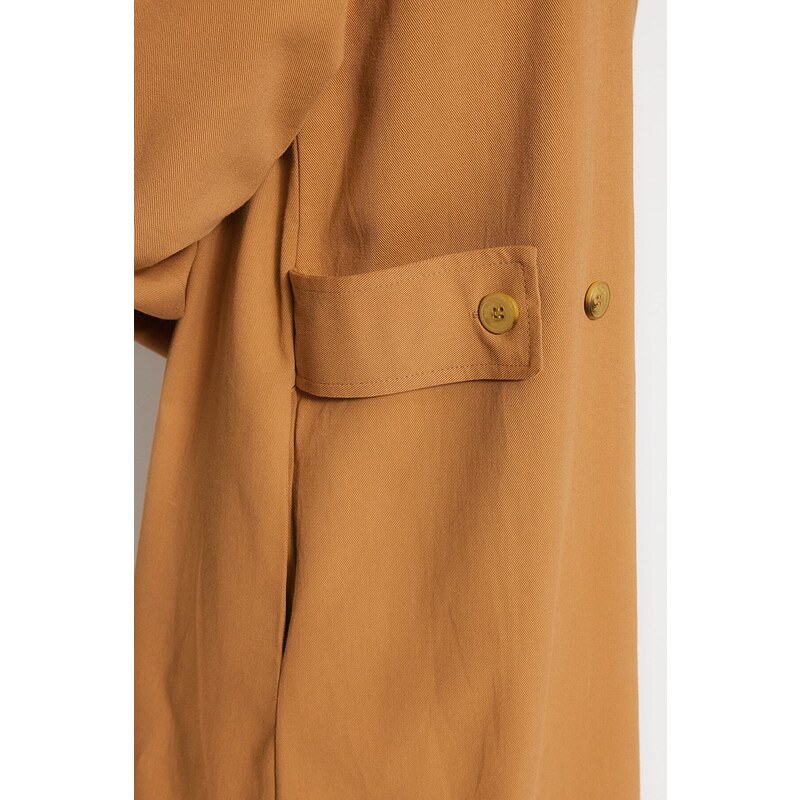 Trendyol Camel Gabardén Detailní trenčkot