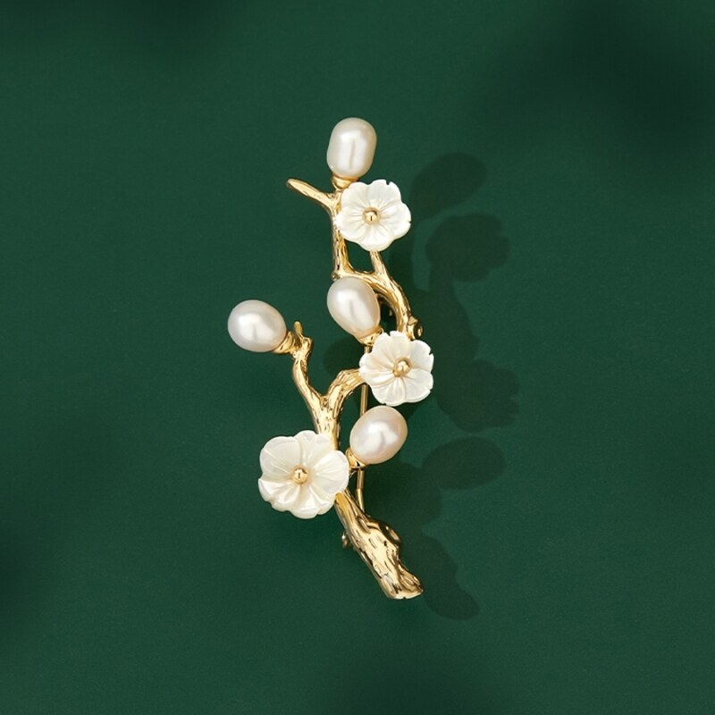 Éternelle Brož s říčními perlami Chiarina - větvička